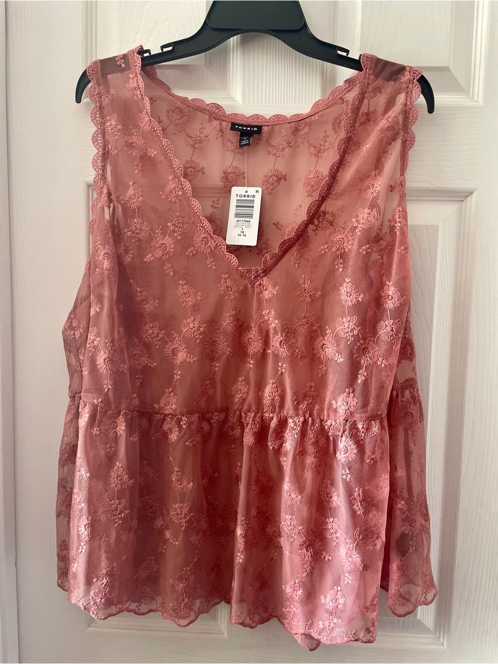 torrid Dusty Rose Lace Peplum Camisole